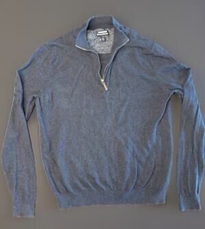 Nordstrom Men’s Cotton Cashmere Pullover Sweater Quarter 1/4 Zip Soft Sz L Gray